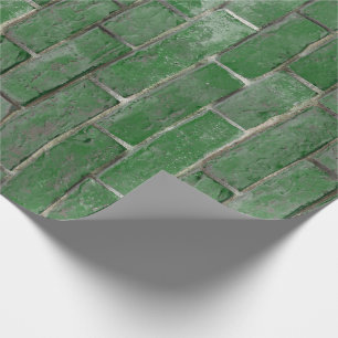Papel De Presente Padrão de Parede de Brick Verde