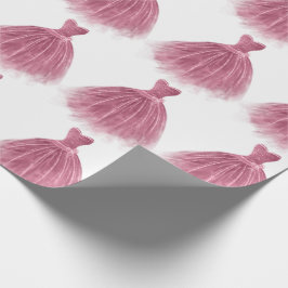 Papel De Presente Padrão de Partido Elegante de Vestido Rosa
