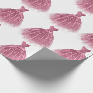 Papel De Presente Padrão de Partido Elegante de Vestido Rosa