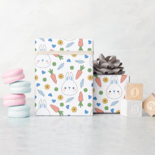 Papel De Presente Padrão de Páscoa de coelhos azuis