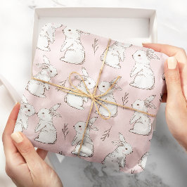 Papel De Presente Padrão de Páscoa do coelho rosa-claro