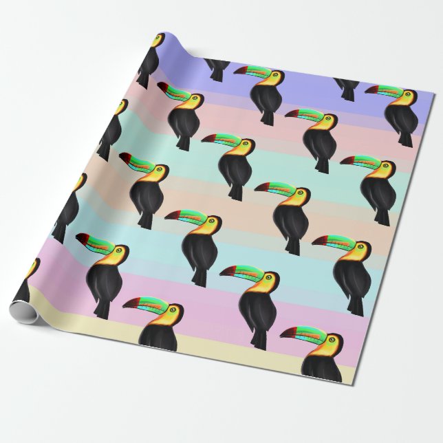 Papel De Presente Padrão de pássaros amarelo e preto (Desenrolado)
