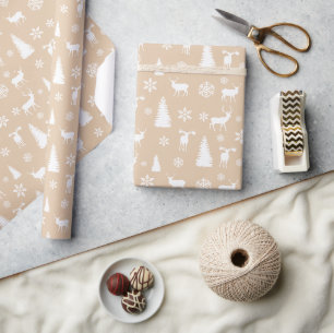 Papel De Presente Padrão de Pastel de Flocos de Neve Brancos