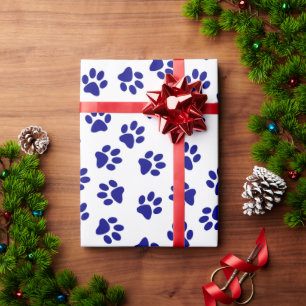 Papel De Presente Padrão De Patas, Patas Cachorros, Patas Azuis Mari