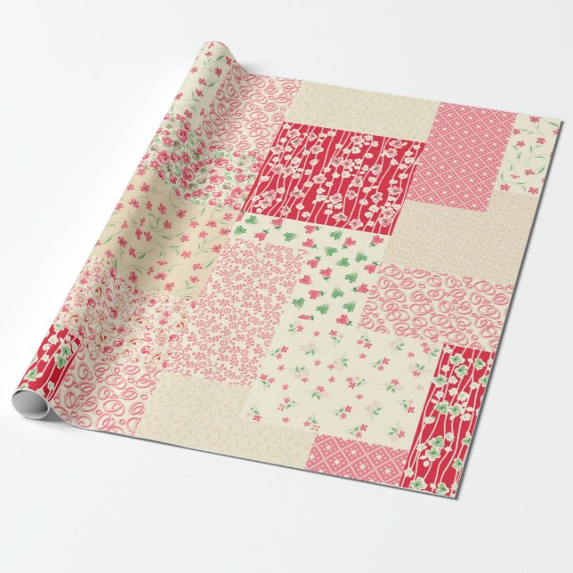Papel De Presente padrão de patch sem costura desenhado à mão com ab (Desenrolado)