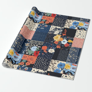 Papel De Presente Padrão de Patchwork Floral da Vintage (9)