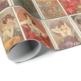 Papel De Presente Padrão de Pedras Preciosas Art Nouveau Antiga Much