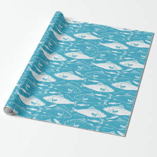 Papel De Presente Padrão de Peixe
