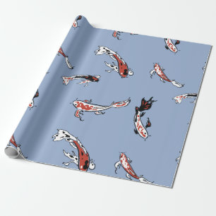 Papel De Presente Padrão de Peixe de Carpa Koi