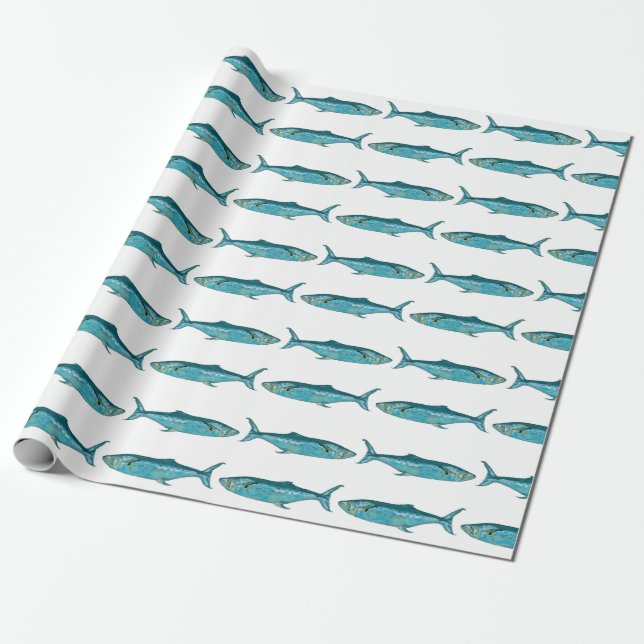 Papel De Presente Padrão de Peixes (Desenrolado)