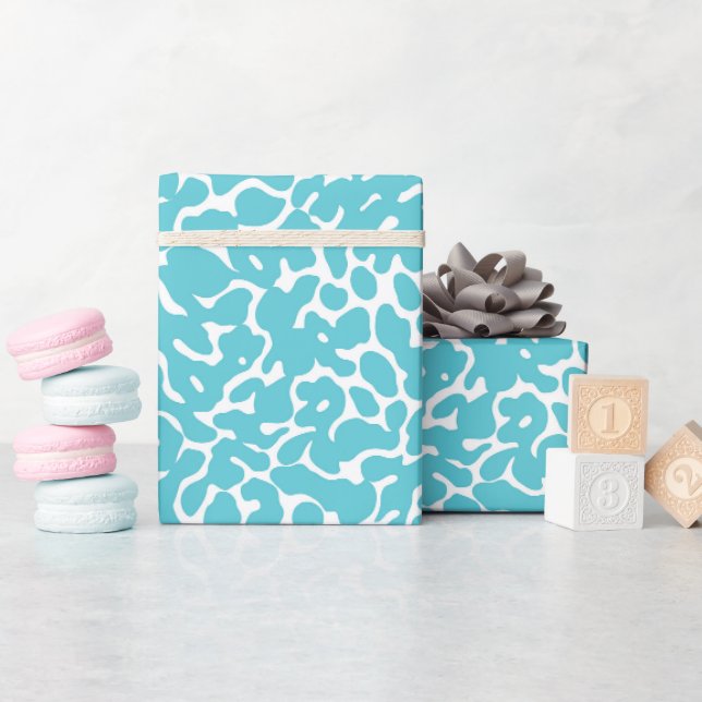 Papel De Presente Padrão de pele-leopardo-do-aqua azul-claro (Chá de bebê)