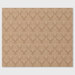 Papel De Presente Padrão de Pena Art Nouveau em Laranja Claro