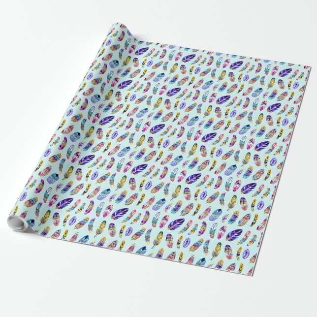 Papel De Presente Padrão de pena colorido (Desenrolado)