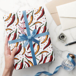 Papel De Presente Padrão de Peppers Red Chili