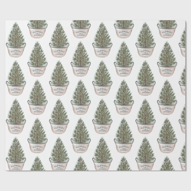 Papel De Presente Padrão de Pequena Árvore de Natal (Aberto)
