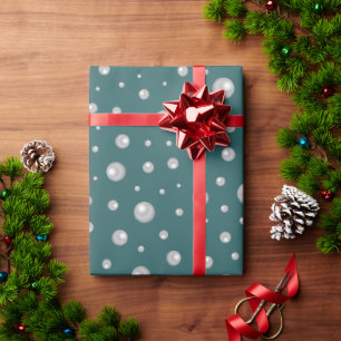 Papel De Presente Padrão de Pérola em Fundo Azul Turquesa Transforma