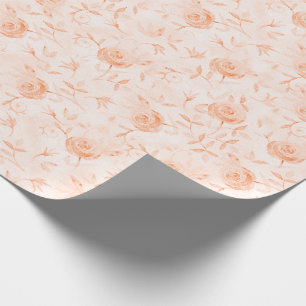 Papel De Presente Padrão de Pêssego Elegante Floral do Rosa