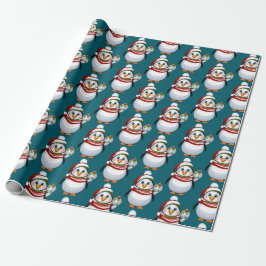 Papel De Presente Padrão de pinguim branco de Natal branco e bonito