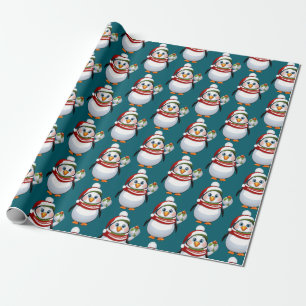 Papel De Presente Padrão de pinguim branco de Natal branco e bonito