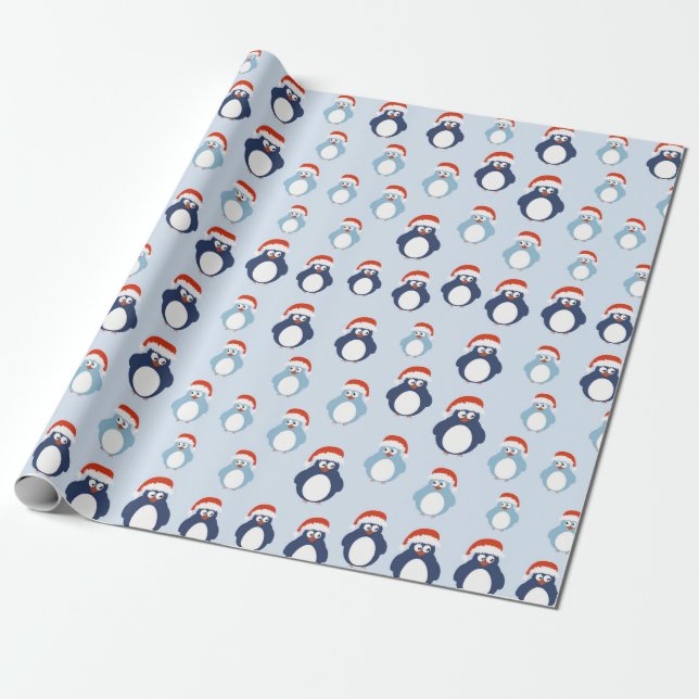 Papel De Presente Padrão de Pinguins (Desenrolado)