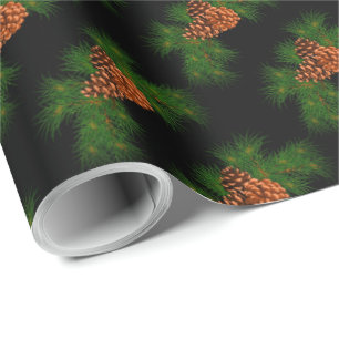 Papel De Presente Padrão de pinho Evergreen Feriado -