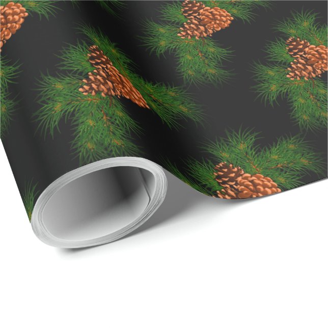 Papel De Presente Padrão de pinho Evergreen Feriado - (Ponta do rolo)
