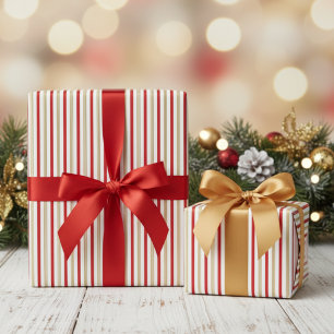 Papel De Presente Padrão de Pinstripe Elegante de Cana-de-Açúcar em
