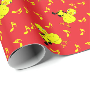 Papel De Presente Padrão de Pintinho de Nota de Música