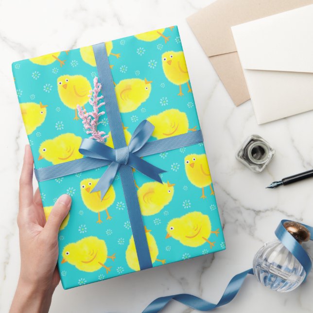 Papel De Presente Padrão de Pintinhos de Páscoa (Presentear)