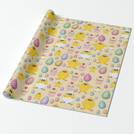 Papel De Presente Padrão de Pintinhos de Páscoa