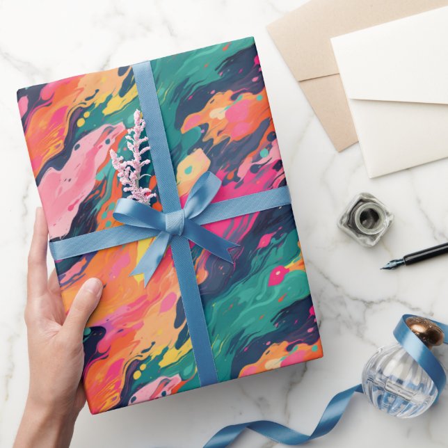 Papel De Presente Padrão de pintura úmida colorida (Presentear)