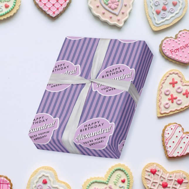 Papel De Presente Padrão de Pipoca Rosa-Rosa-Rosa-Elegante (Criador carregado)