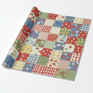 Papel De Presente Padrão de Piquenique com Remendo Floral Pastel (8)