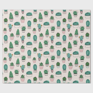 Papel De Presente Padrão de Planta Suculenta Cacto Cactos