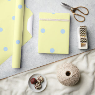 Papel De Presente Padrão de Pontinhos Azuis e Amarelos Femininos