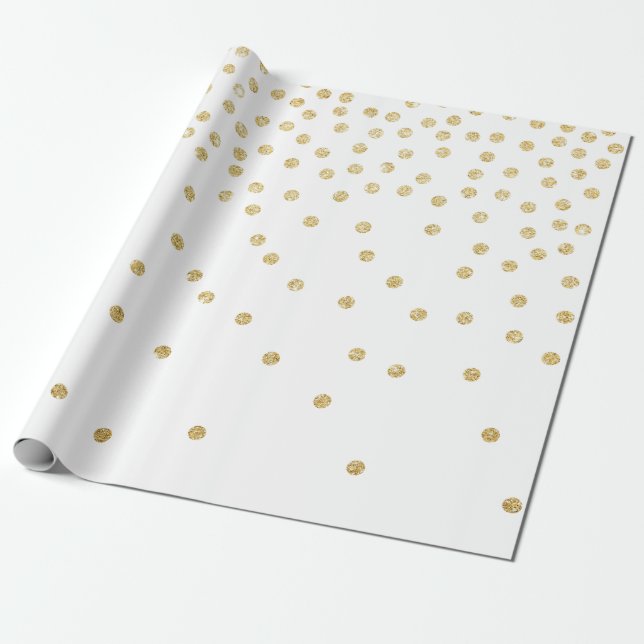 Papel De Presente padrão de ponto de confete de brilho dourado elega (Desenrolado)