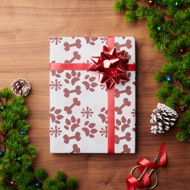 Papel De Presente Padrão de ponto de floco de neve de osso de estima (Presente de Natal)