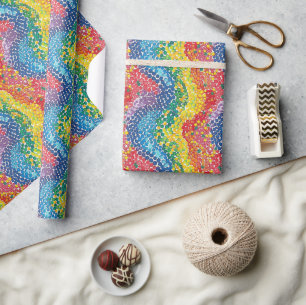 Papel De Presente Padrão de Ponto Mosaico Vibrante - Abstrato Geomét