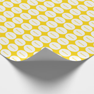 Papel De Presente Padrão De Pontos Brancos No Amarelo Ouro Com Nome