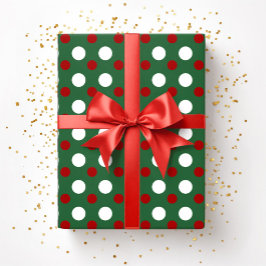 Papel De Presente Padrão de Pontos Cute Natal Verde Vermelho 