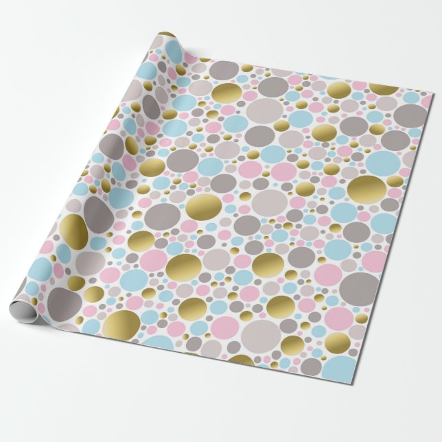 Papel De Presente Padrão de pontos de cores pastéis de pipoca (Desenrolado)