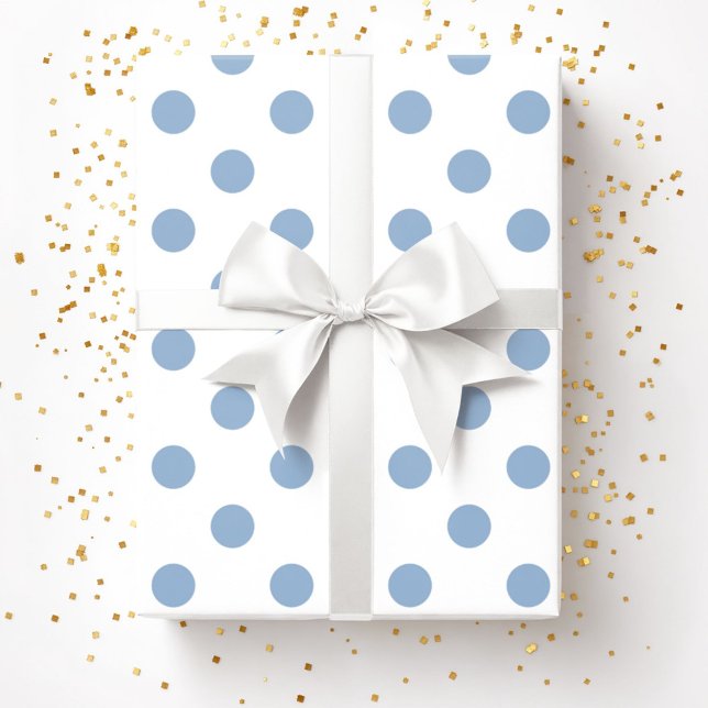 Papel De Presente Padrão de Pontos Elegantes Azul Pó (Elegant Powder Blue Polka Dots Pattern Wrapping Paper)