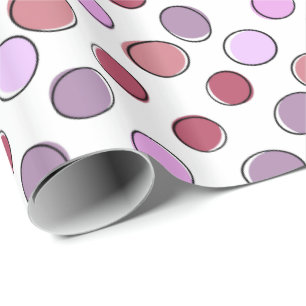 Papel De Presente Padrão de Pontos Loucos Roxo e Rosa