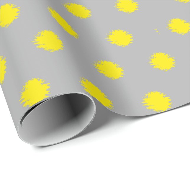 Papel De Presente Padrão de Pontos Polca Ensolarado (Ponta do rolo)