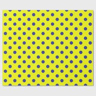Papel De Presente Padrão de Pontos Polka Amarelo Azul Design 
