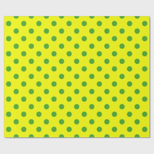 Papel De Presente Padrão de Pontos Polka Amarelos e Verdes Design