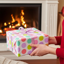 Papel De Presente Padrão de Pontos Polka em Pastel Suave