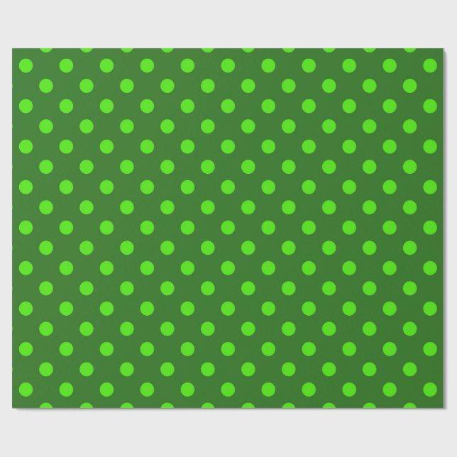 Papel De Presente Padrão de Pontos Verde Escuro em Verde  (Aberto)