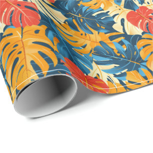 Papel De Presente Padrão de praia de folha tropical fofa