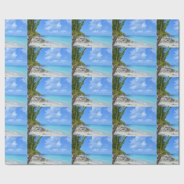 Papel De Presente Padrão de praia tropical turquesa linda (Barra)